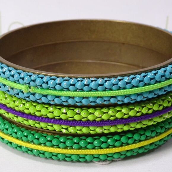 Lee angel Neiman Marcus Enamel Mesh Ribbon Bangle Bracelet Set NWT 200 - Picture 5 of 6